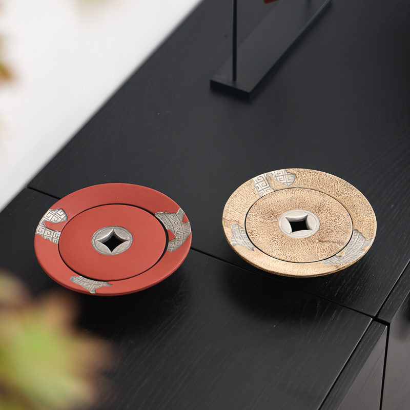 回纹铜钱建水鎏银系列 重现款粉引红款