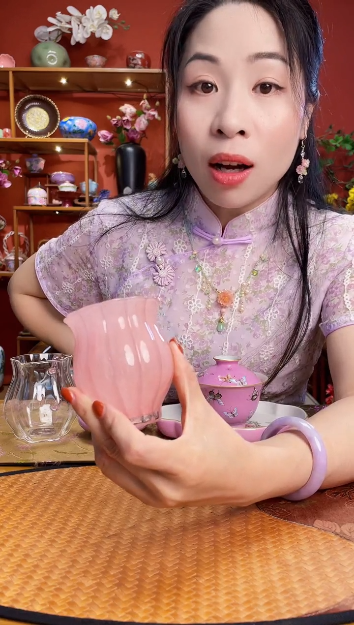 【闪购商品】陶瓷茶杯透粉色茶杯