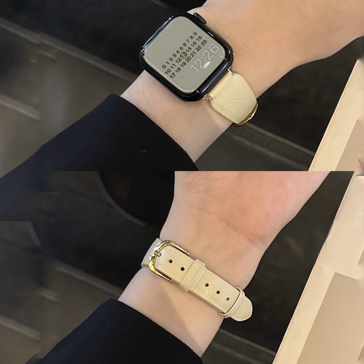 WIKI真皮荔枝纹皮质表带女适用applewatch手表苹果iwatch6789通用