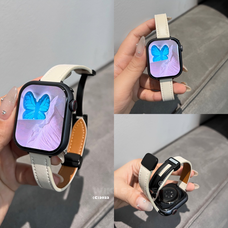 WIKI适用applewatch皮质明线款简约温馨秋冬新女款代苹果s9温馨s8