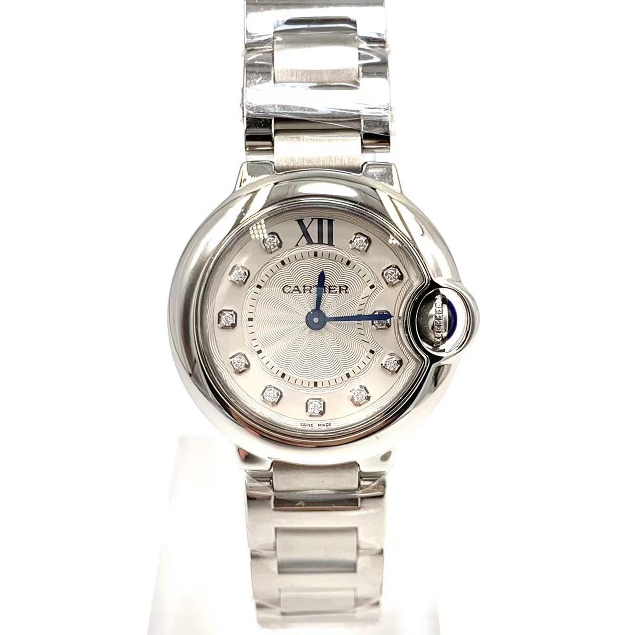 99新 Cartier/卡地亚 蓝气球/原镶钻/石英/表径28mm/女表