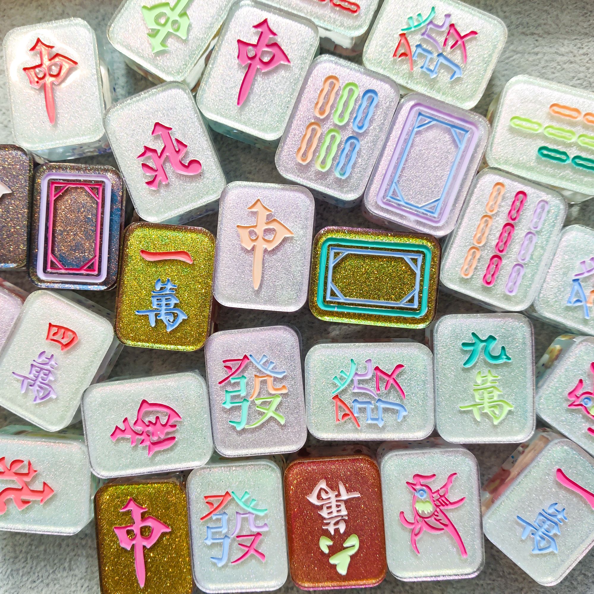 【个人单】星空玩偶麻将 电脑桌面车载摆件 创意可爱新款滴胶麻将5