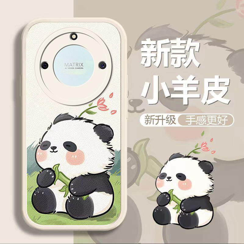 荣耀X40手机壳HONORx40吹风熊猫小羊皮新男女款时尚防摔卡通保护