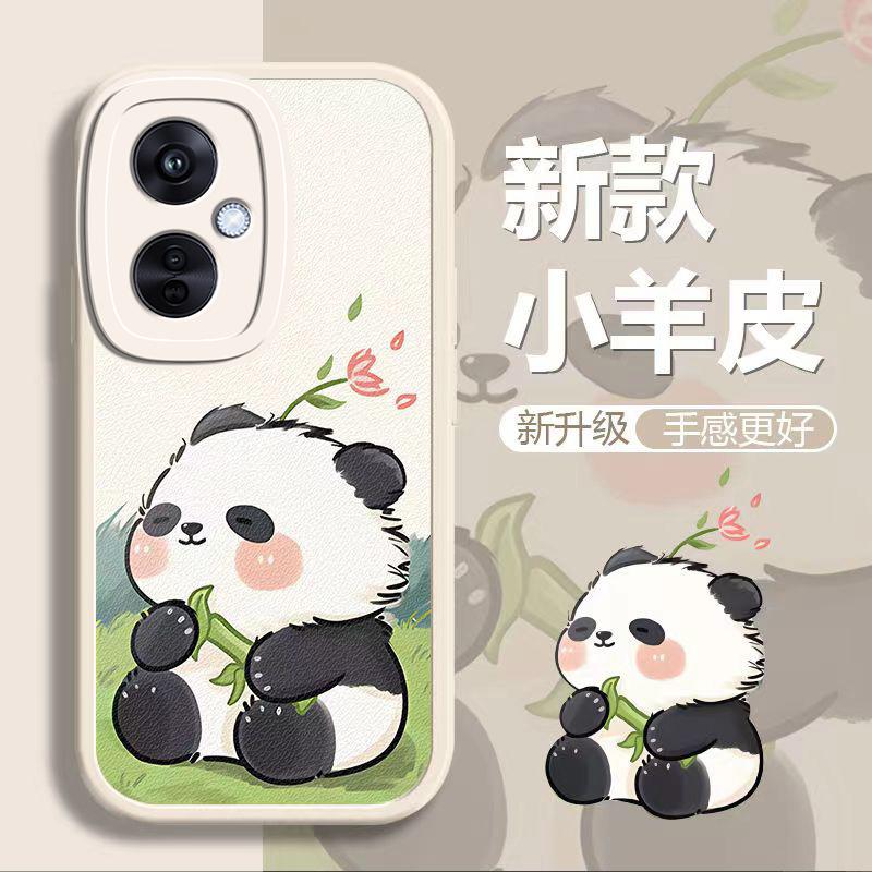 OPPOK11手机壳oppok11吹风熊猫小羊皮新男女款时尚防摔卡通保护套