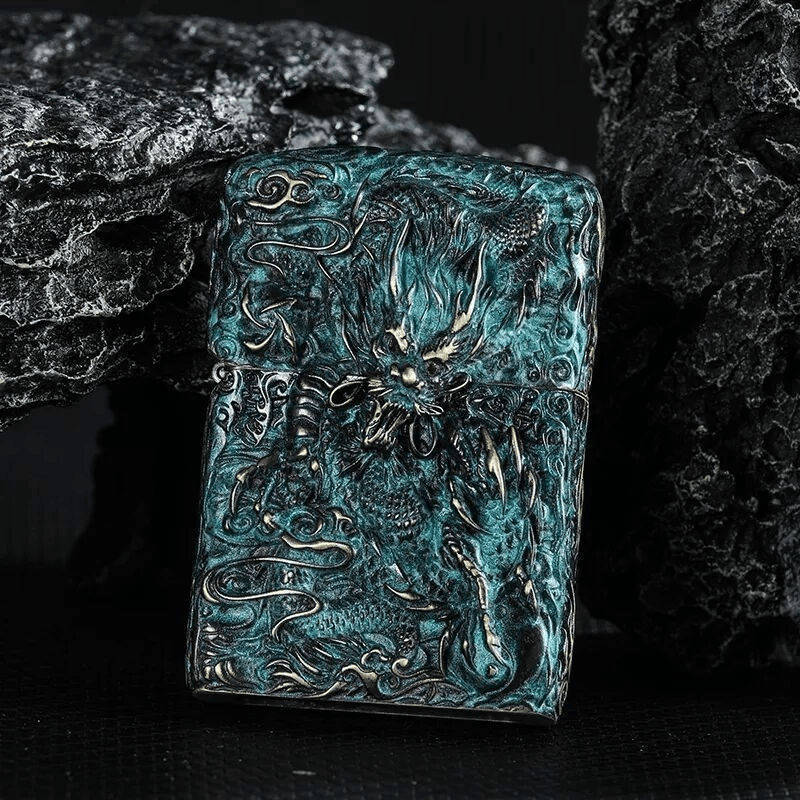 ZIPPO龙凤呈祥-重甲烧金青铜套壳正品防风打火机男士礼物DY9802TJ