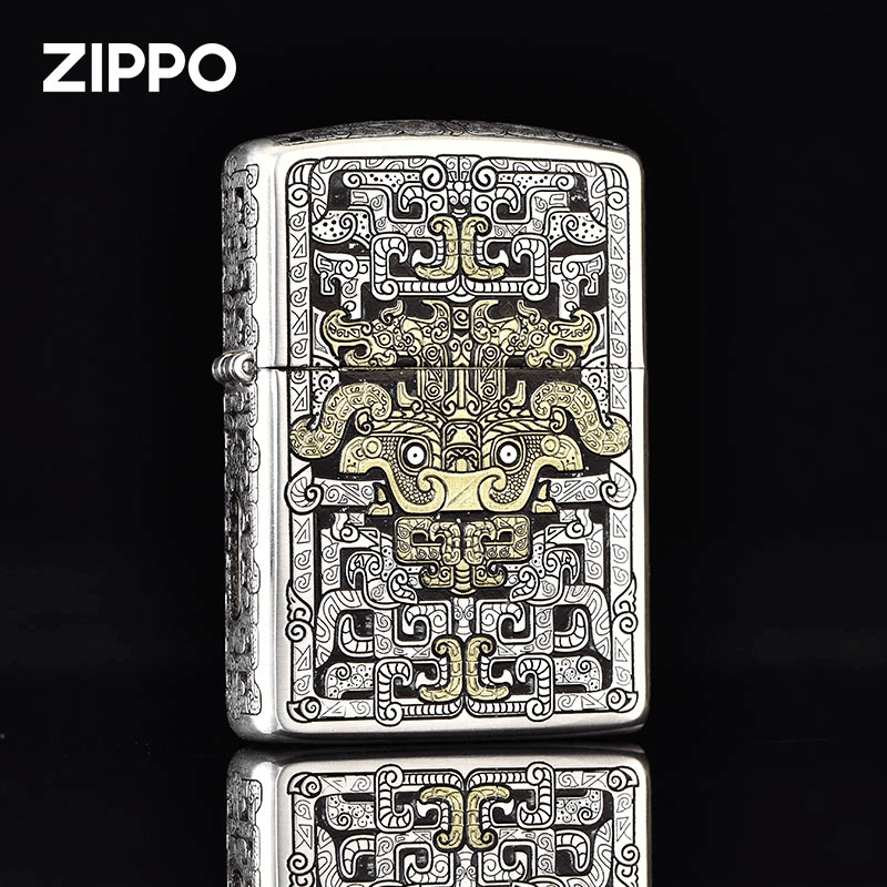 ZIPPO上古饕餮-五面错金盔甲正品防风打火机男士高档礼品定制礼物