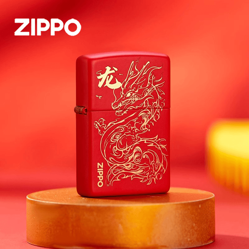 ZIPPO/之宝打火机祥云瑞龙红哑漆国潮官旗正品打火机男士礼物TCJ1