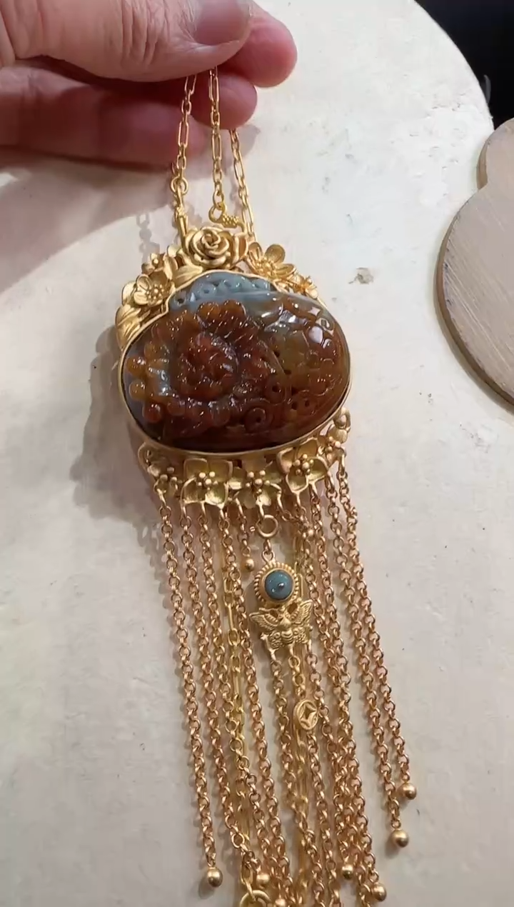 【闪购商品】翡翠颈饰银S925镀金镶嵌1