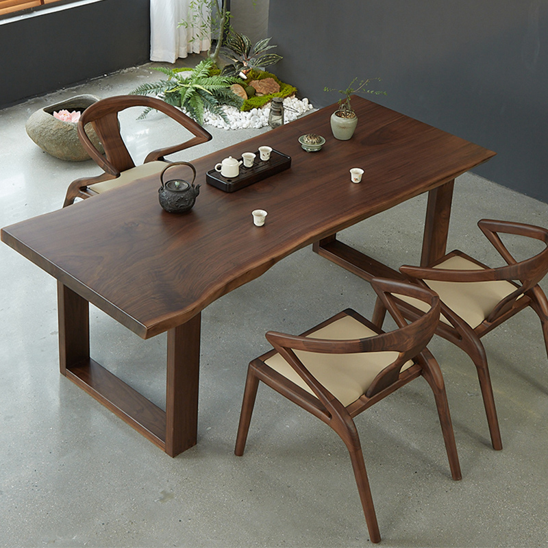 北美黑胡桃木大板整版桌设计师原木桌一板一拍办公桌小户型会议桌