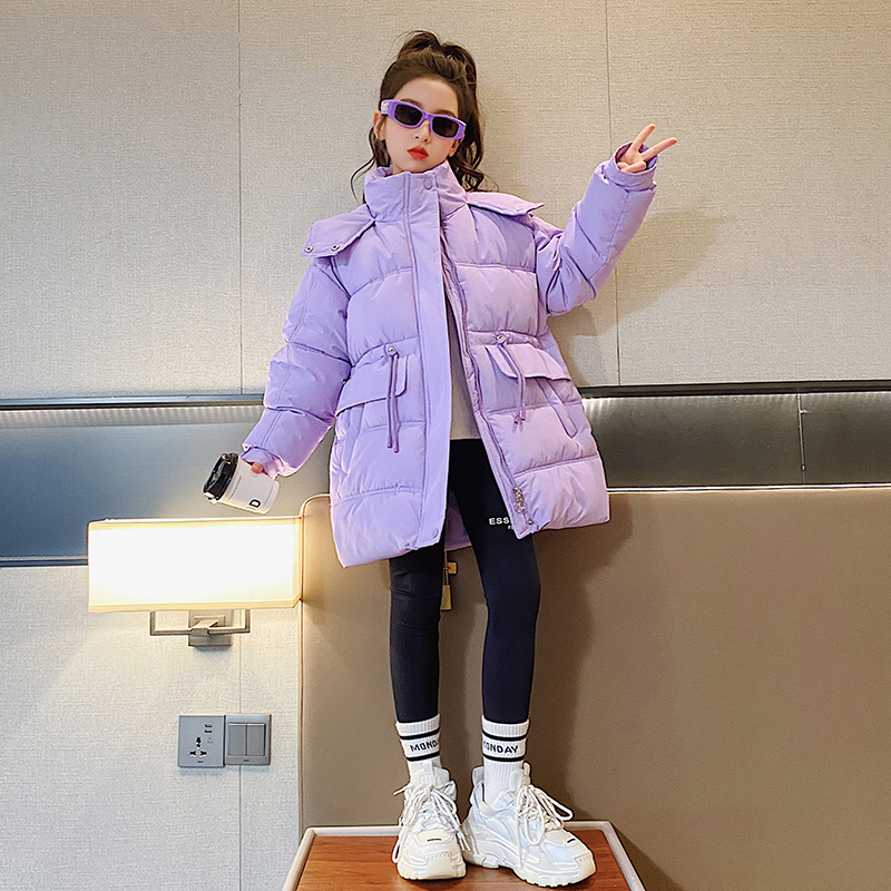 雅鹿女童冬装棉服2023新款洋气儿童中长款加厚外套女大童冬季羽绒