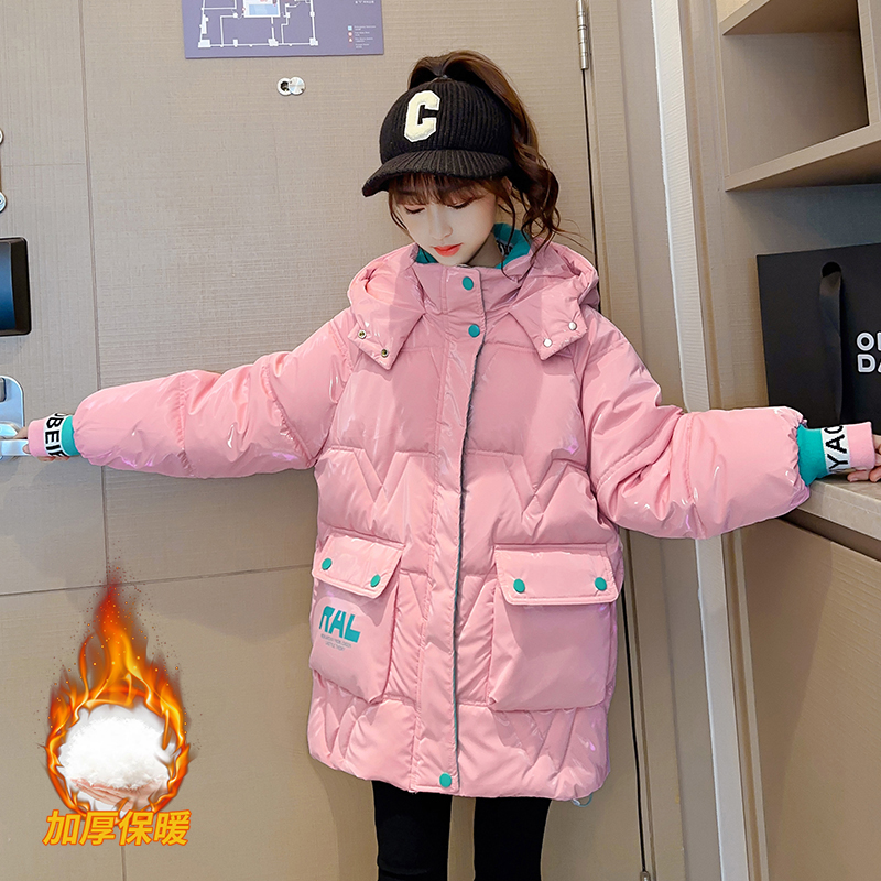 雅鹿女童棉服免洗冬装2023新款中大童棉袄加厚儿童洋气中长款羽绒