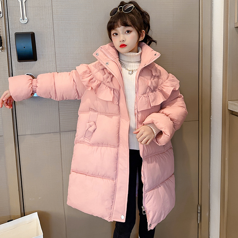 雅鹿女童棉服2023冬装新款洋气中大儿童棉袄冬季加厚中长款羽绒棉