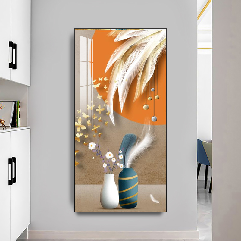 【美好时光】晶瓷镶钻玄关画入户装饰画背景墙挂画吉光凤羽