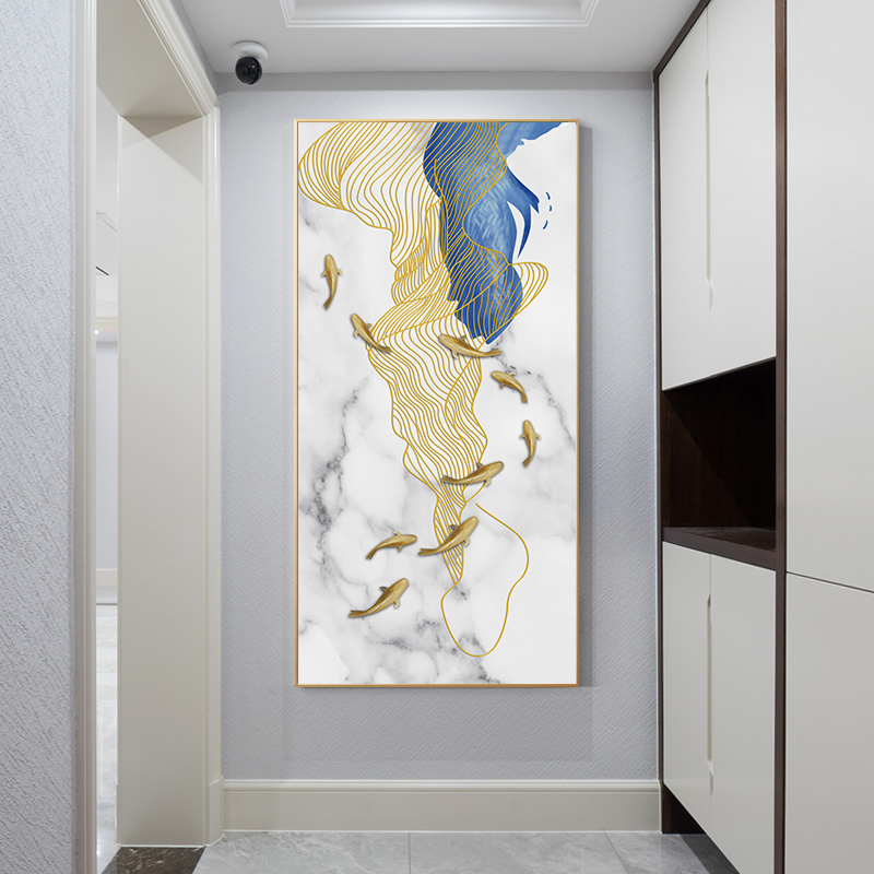 【九鱼图】现代中式玄关装饰画简约客厅走廊入户挂画轻奢过道壁画