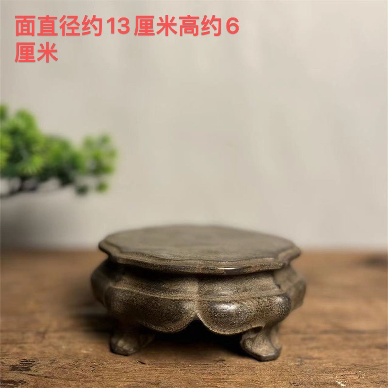天然青石原石手工雕刻雅致海棠石台底座摆件壶承花台中式装饰造景