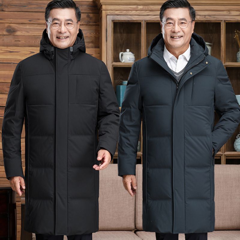 波司澄中老年羽绒服男冬季新款长款过膝加厚老人冬装外套中年爸爸