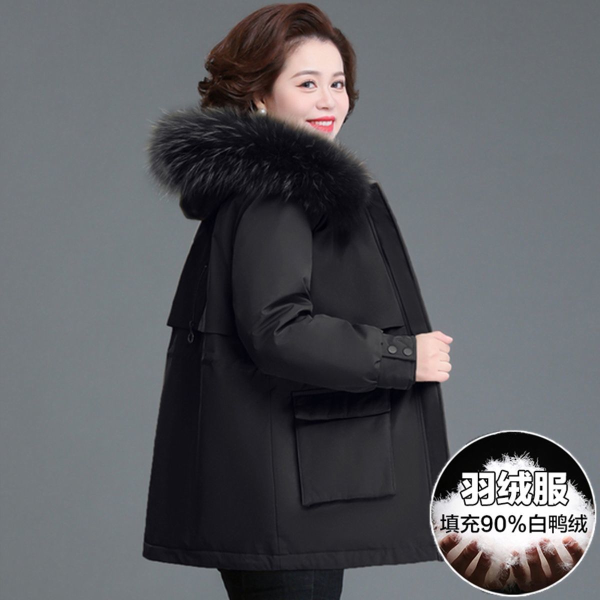 波司澄中年妈妈冬装派克羽绒服可拆卸内胆中老年秋冬装女加厚白鸭