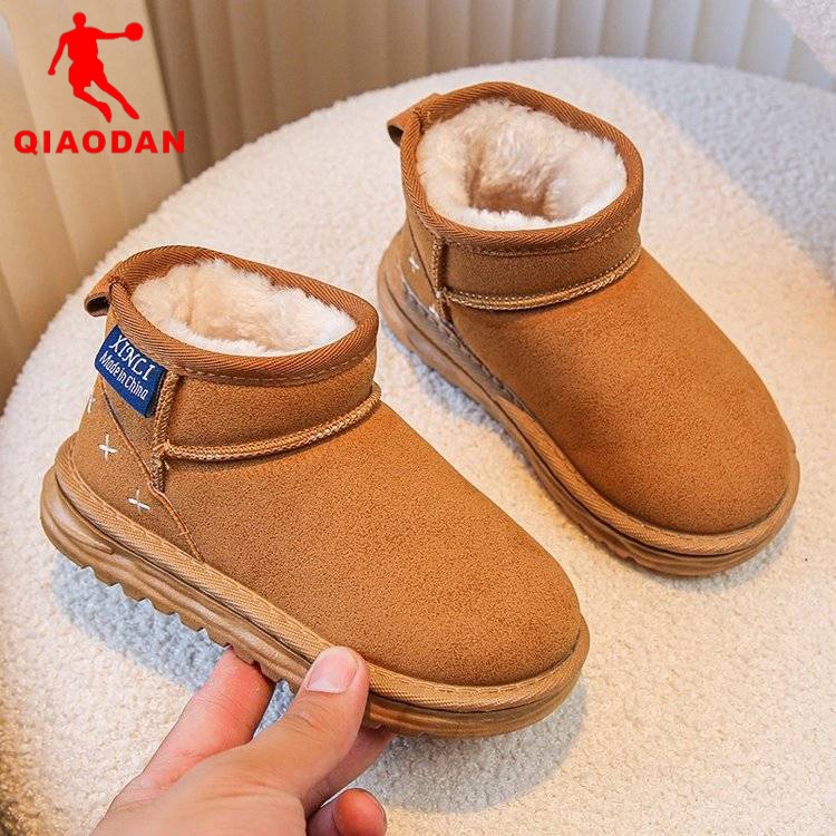 乔丹儿童断码儿童雪地靴冬季新款翻毛女童棉鞋软底大棉宝宝短靴加