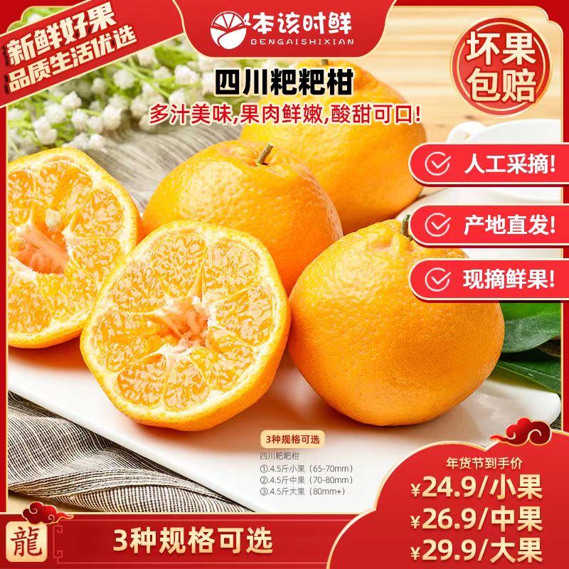 【广东夫妇专属】1四川春见耙耙柑4.5斤新鲜水果应当季橘子柑橘蜜
