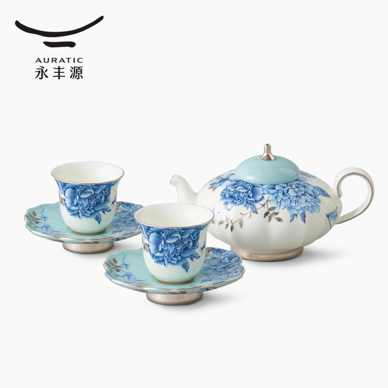 中秋礼—铂金青花6头中式茶具