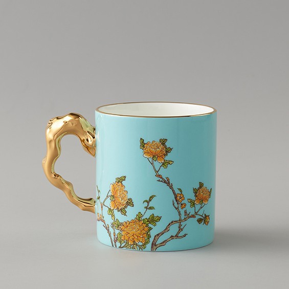 西湖蓝系列家用创意描金马克杯水杯情侣杯主人杯集合茶杯过滤对杯