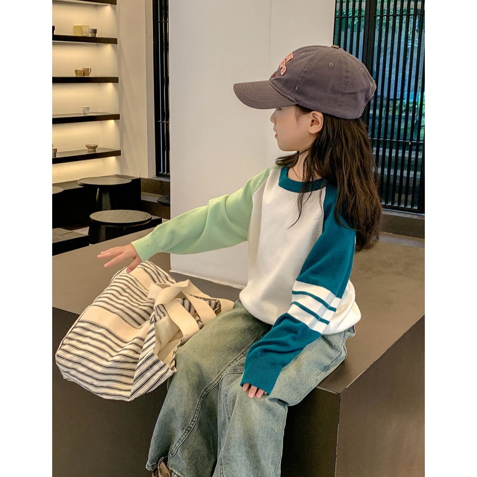 女童森系毛衣洋气2023秋装新款儿童装韩版圆领长袖上衣打底针织衫