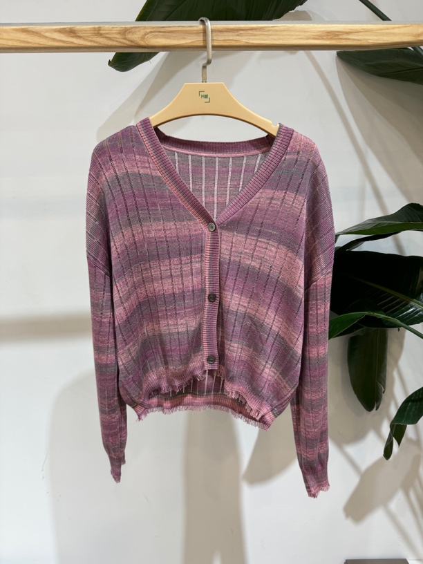 PD2024秋款时尚百搭休闲镂空长袖针织衫P4A332113M05–539P