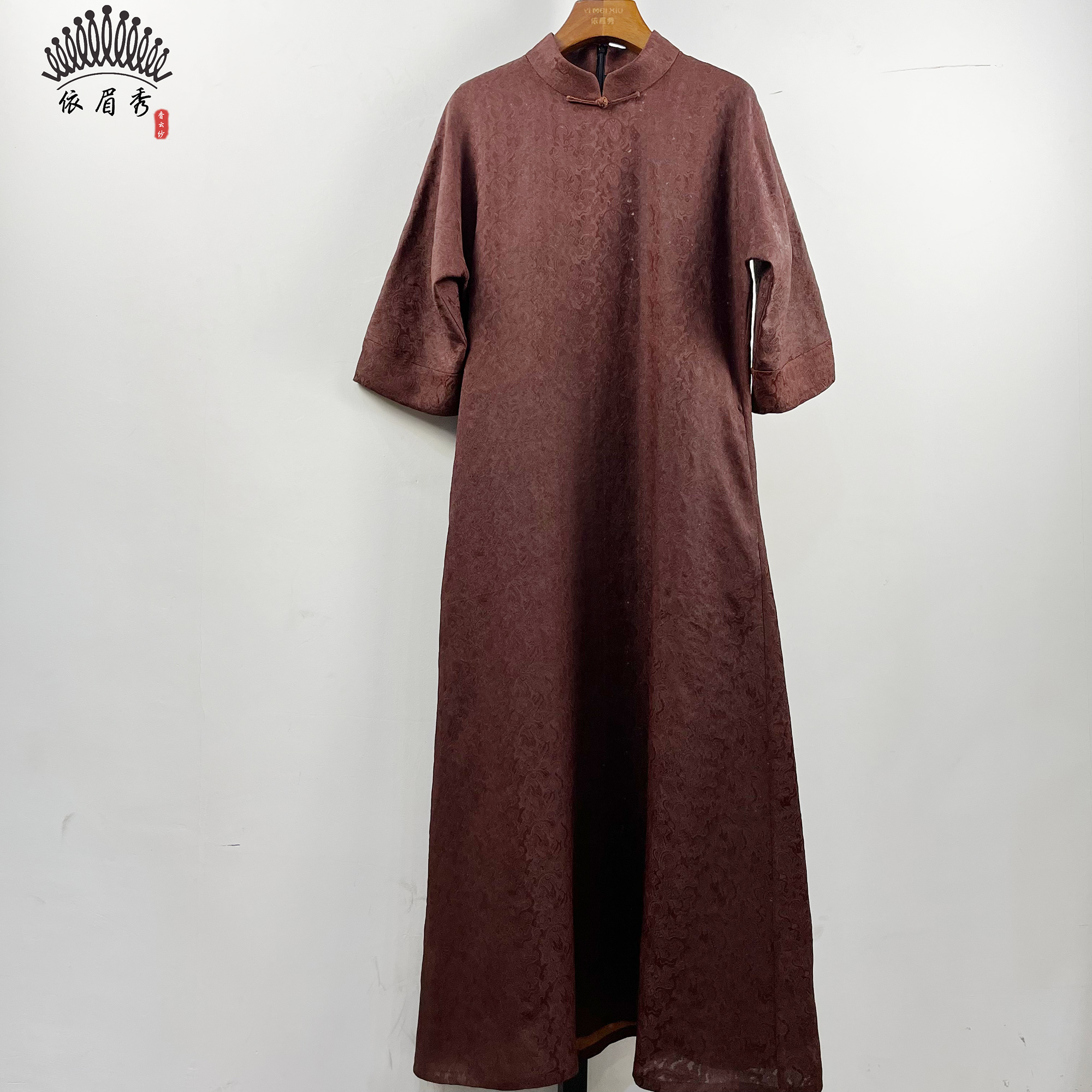 YIMEIXIU/依眉秀云纱六经罗中式连衣裙  62631