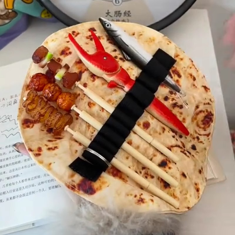 【桔乐】新款学生恶搞个性仿真烧饼笔袋搞怪创意印花文具帆布收纳