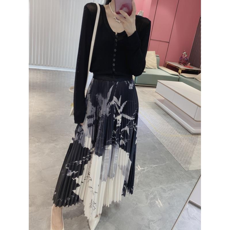 【似水流年】松紧腰百褶晕染半身裙9830