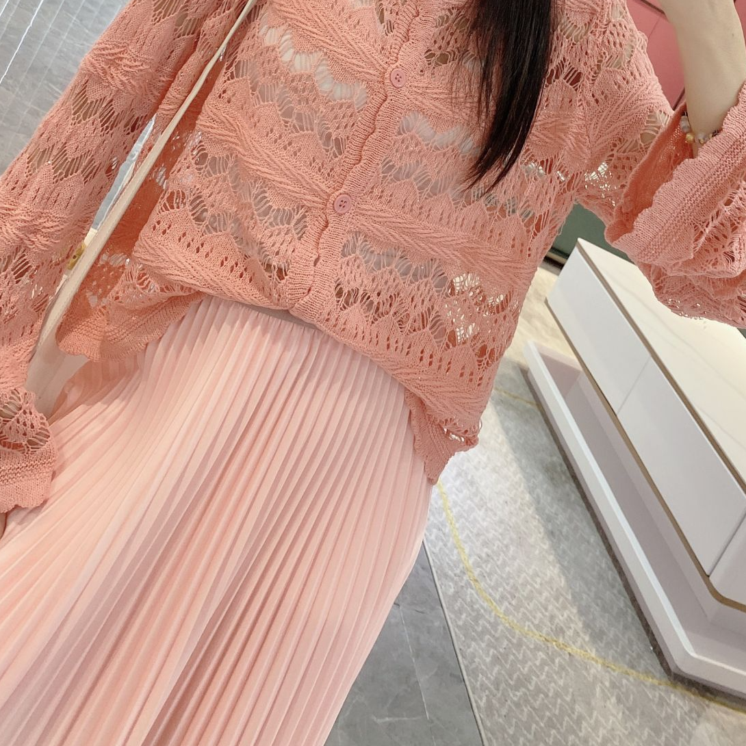 【温文尔雅】提花镂空洋气针织衫5768