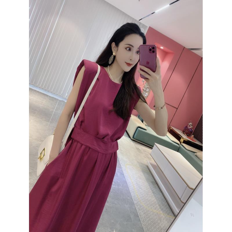 【林下风范】坎肩袖不规则上衣+半身裙两件套2226