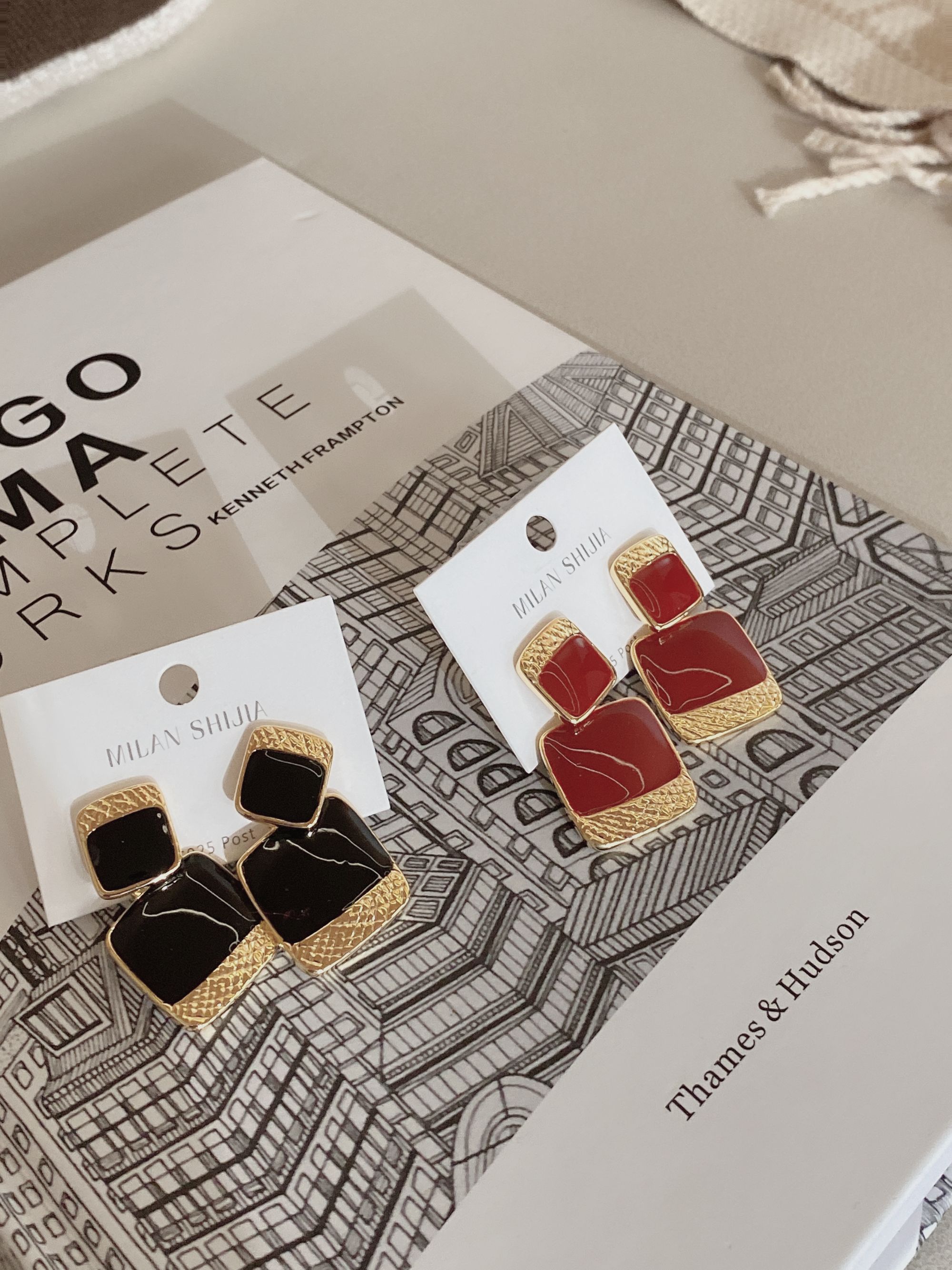 铜合金耳饰 W拼色耳环25600