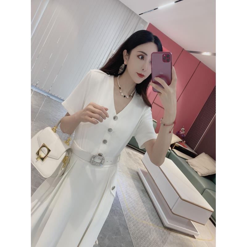 【气质若兰】工装肩章V领排扣连衣裙（YD321）6546