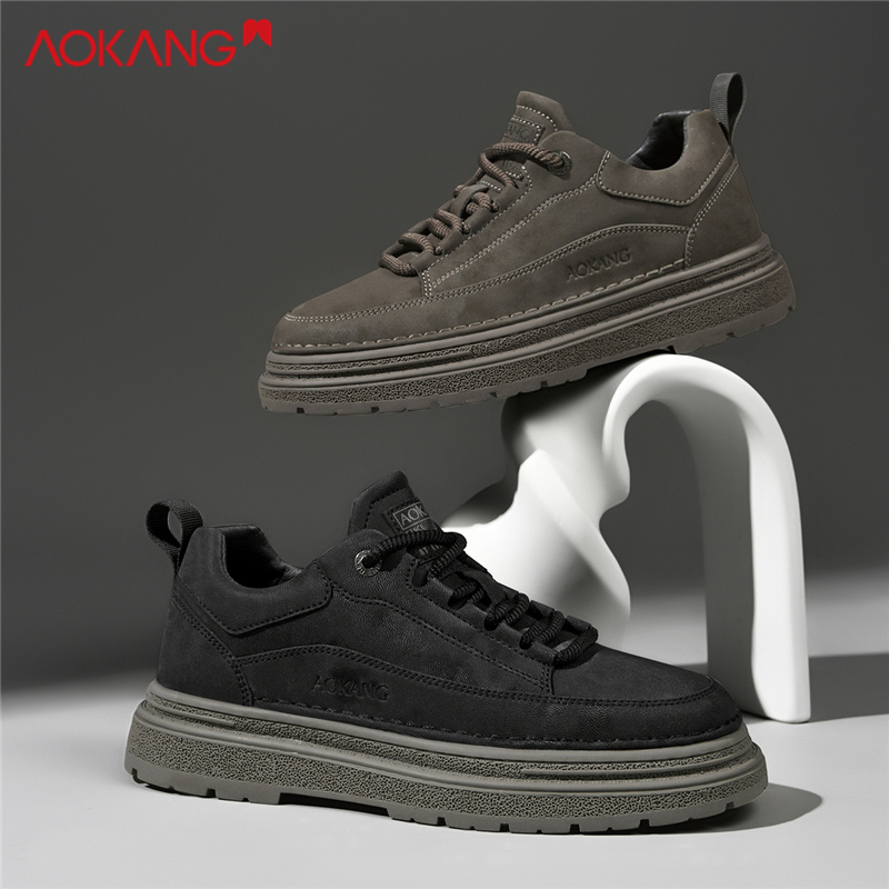 Aokang/奥康官方旗舰官网正品男鞋秋季新款皮面休闲板鞋男工装鞋