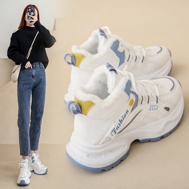回力瑞老爹鞋女2023冬季加绒加厚保暖高帮学生休闲运动棉鞋雪地靴