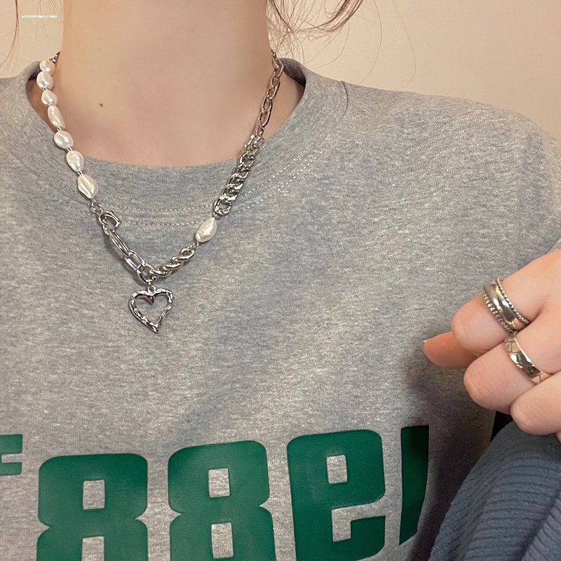 显白设计新款珠珠爱心链条项链锁骨链小众精致个性气质潮女网红