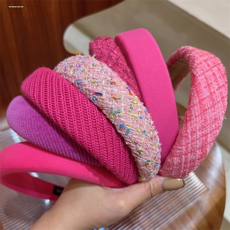 玫粉系粗呢发箍防滑甜妹2023压发新款气质精致头箍小众设计百搭