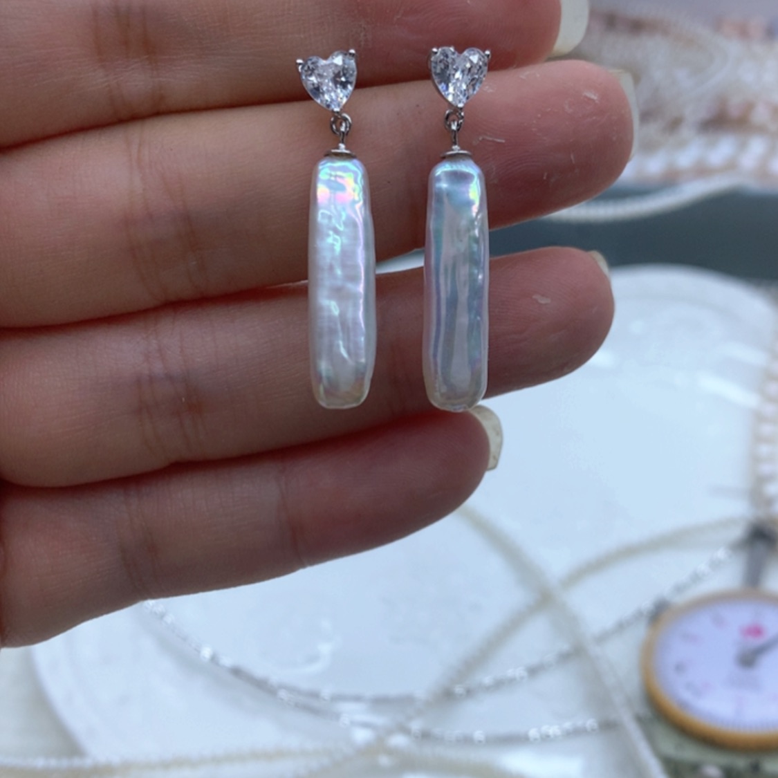 【闪购商品】淡水珍珠耳饰银S925镶嵌