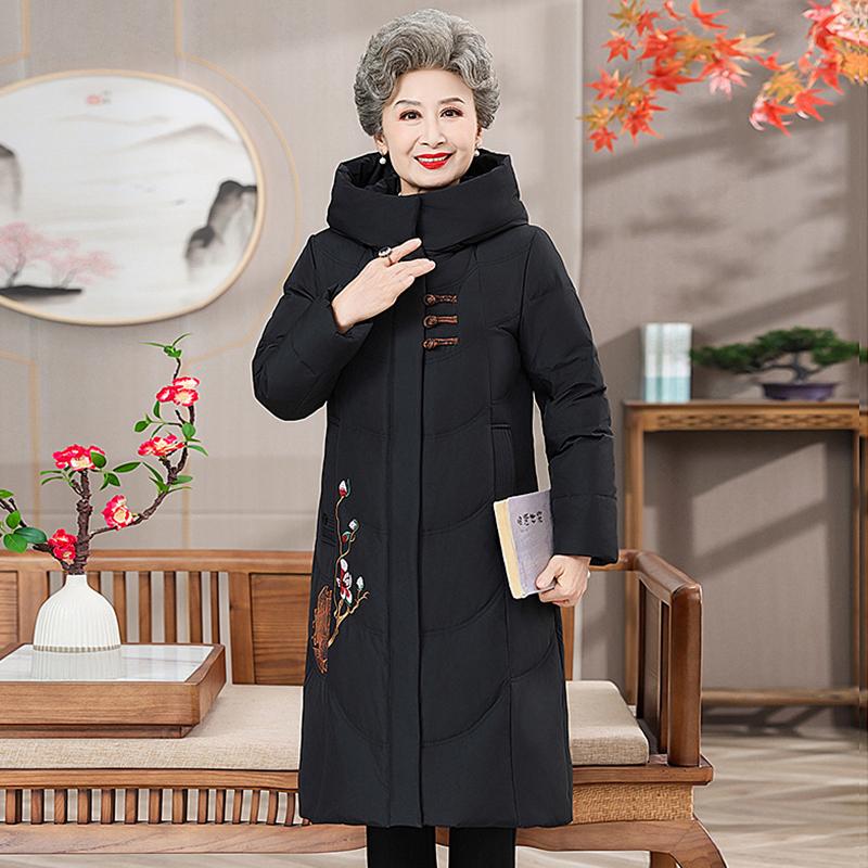 中老年羽绒服女长款过膝妈妈冬装加厚中国风老人奶奶太太冬季外套