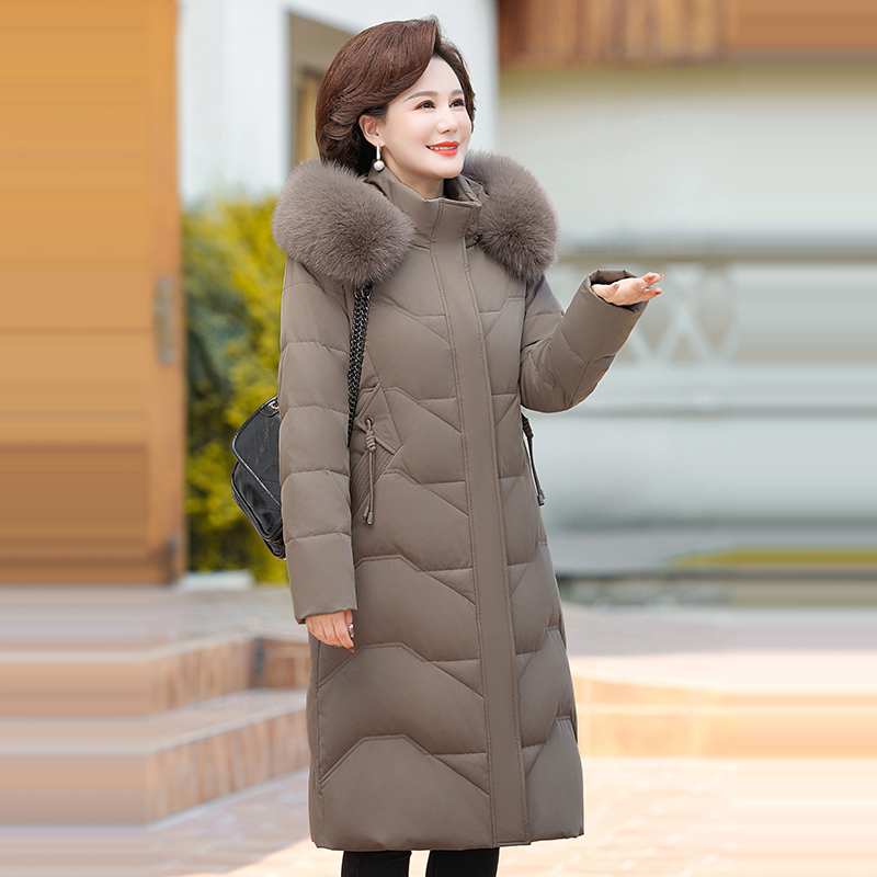 羽绒服妈妈装长款过膝冬季新款中老年女加厚老太太奶奶大毛领外套