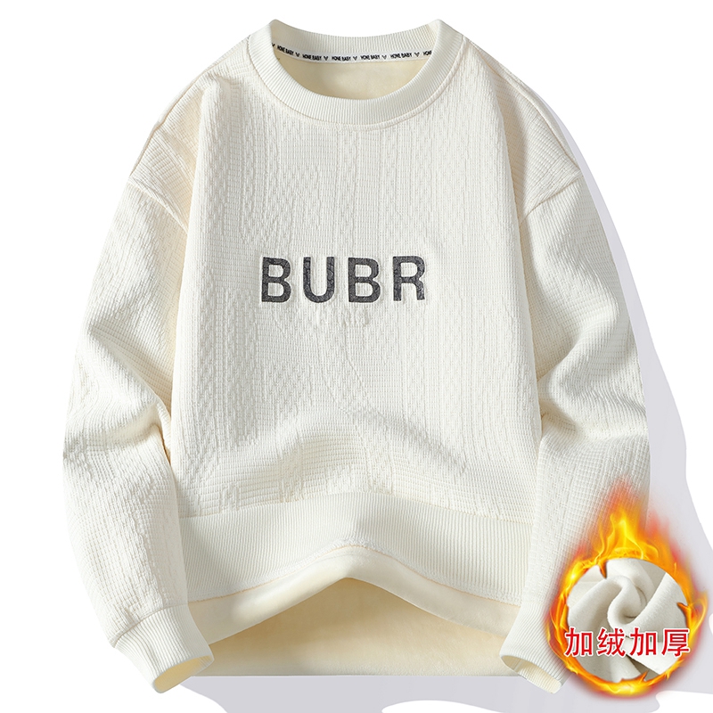 时尚潮流秋冬季新款男士圆领套头内搭外穿上衣加绒加厚保暖卫衣