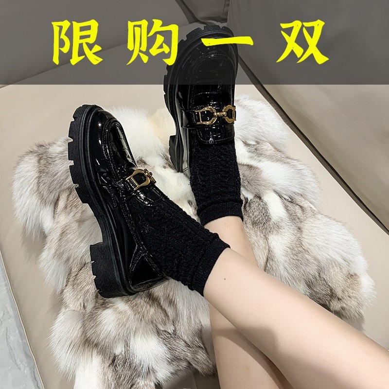 百丽纯爱【达人专属】厚底英伦风小皮鞋乐福鞋新款一脚蹬平跟单