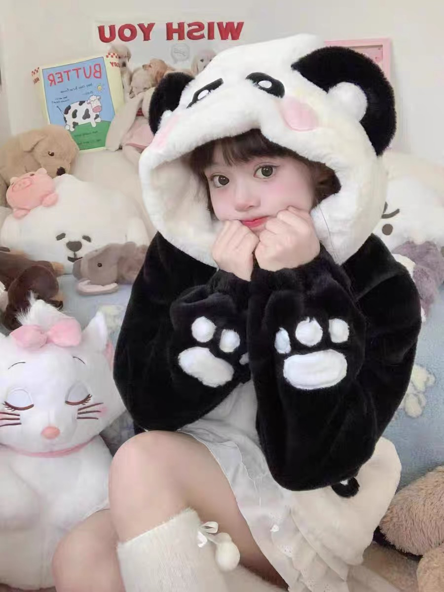 【瞌睡熊】现货秒发 原创瞌睡熊加厚毛绒Lolita外套冬 熊猫/猫猫