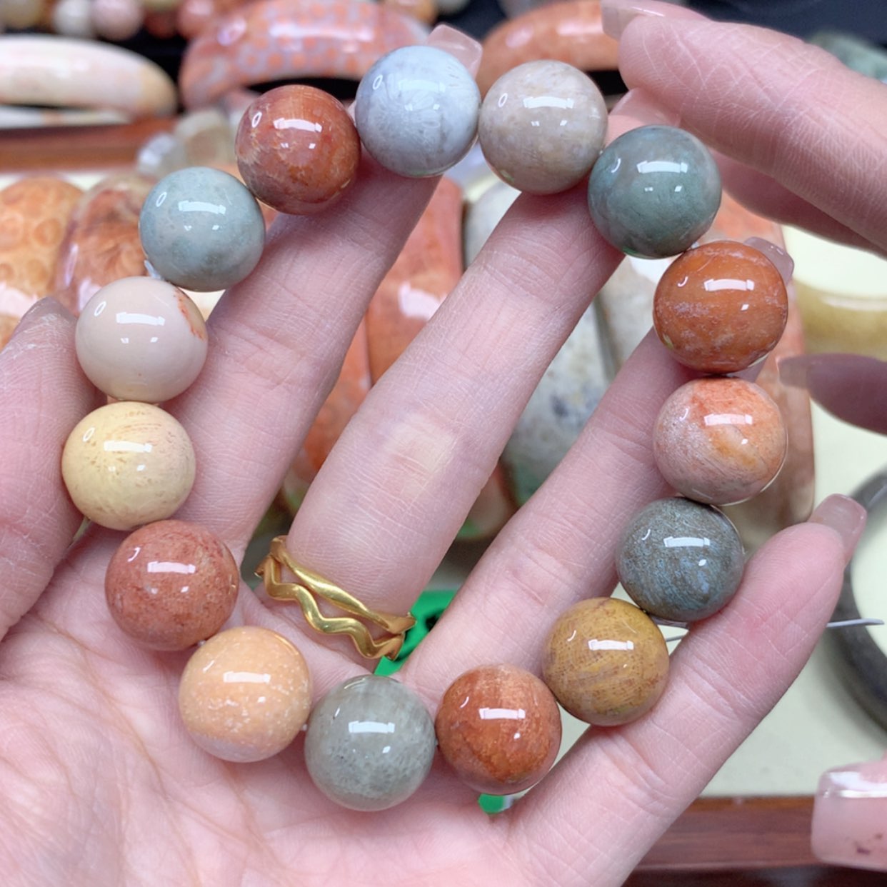 【闪购商品】硅化珊瑚（珊瑚玉）手链未镶嵌098