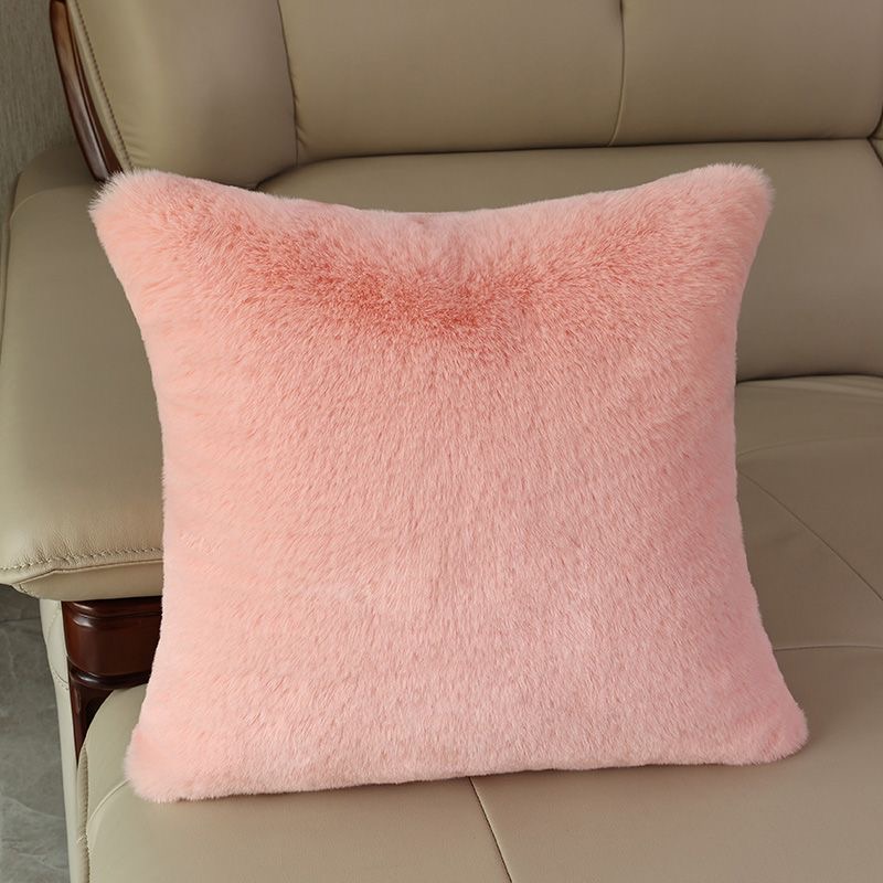 网红加厚兔毛抱枕双面绒毛沙发床头车载飘窗办公靠垫撸猫柔软卧室