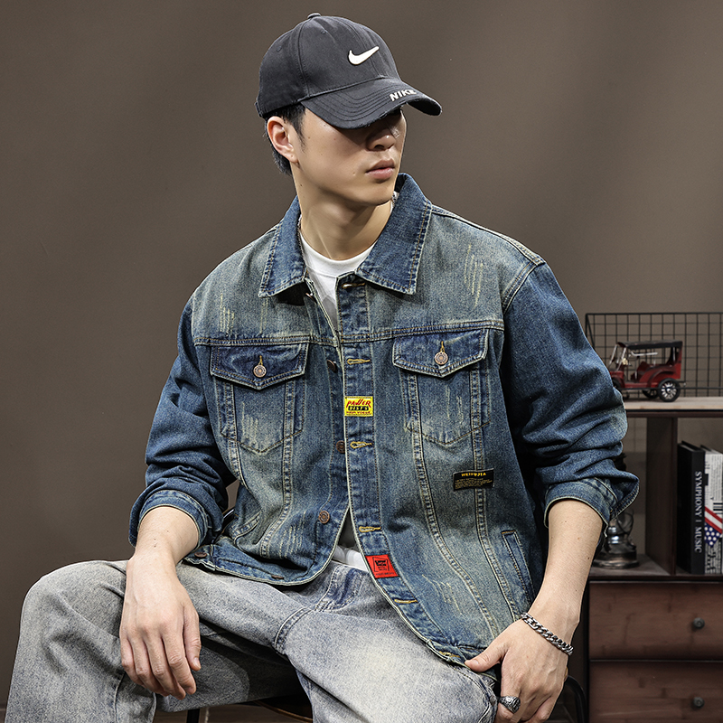 【枫盛】2025秋季男士高定系列休闲美式男装精致标牌街头风牛仔衣