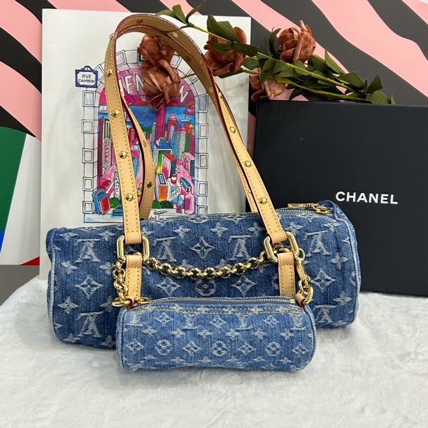99新 LouisVuitton/路易威登 丹宁牛仔巴比龙经典百搭单肩包