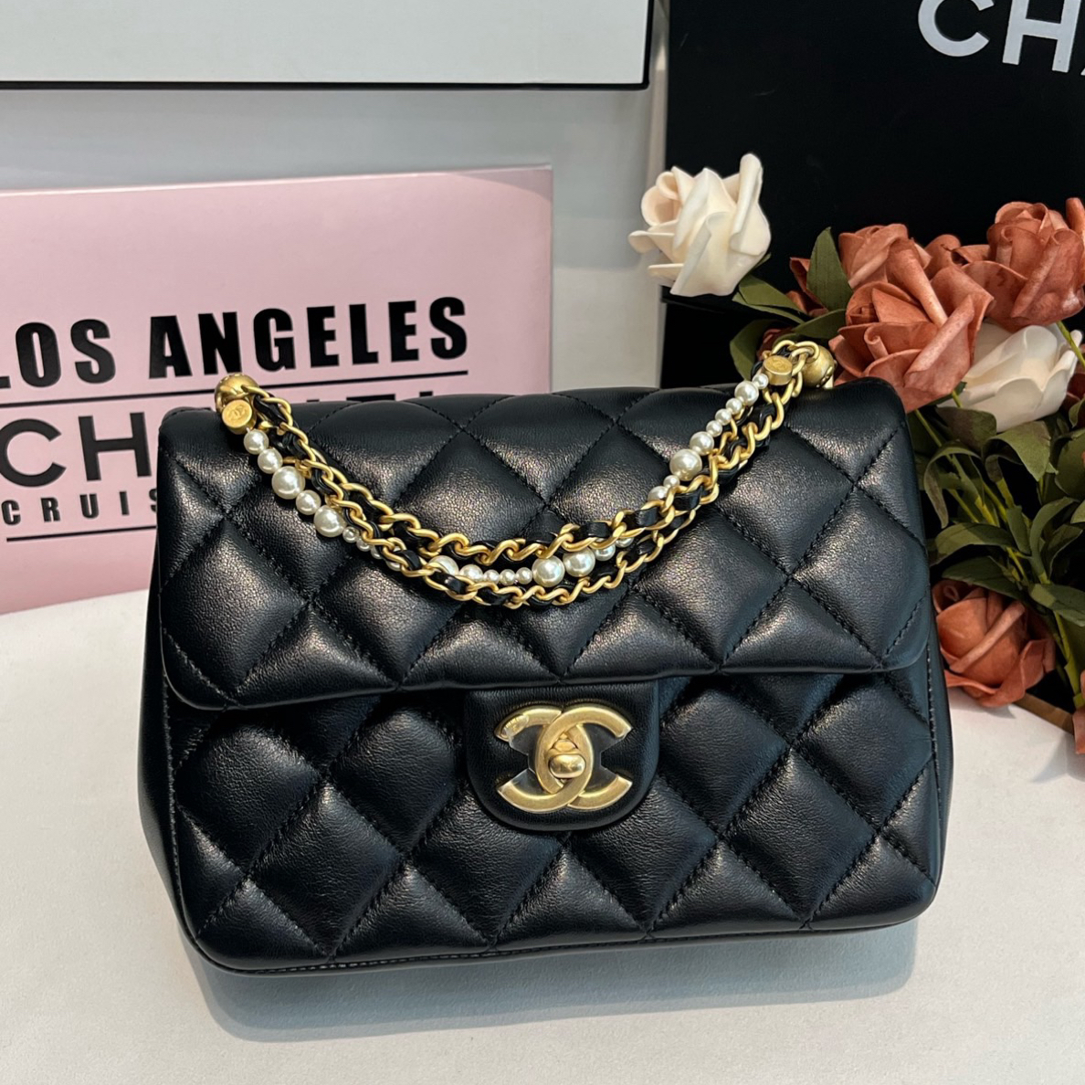 99新 Chanel/香奈儿 24P 珍珠手提链条大方胖子