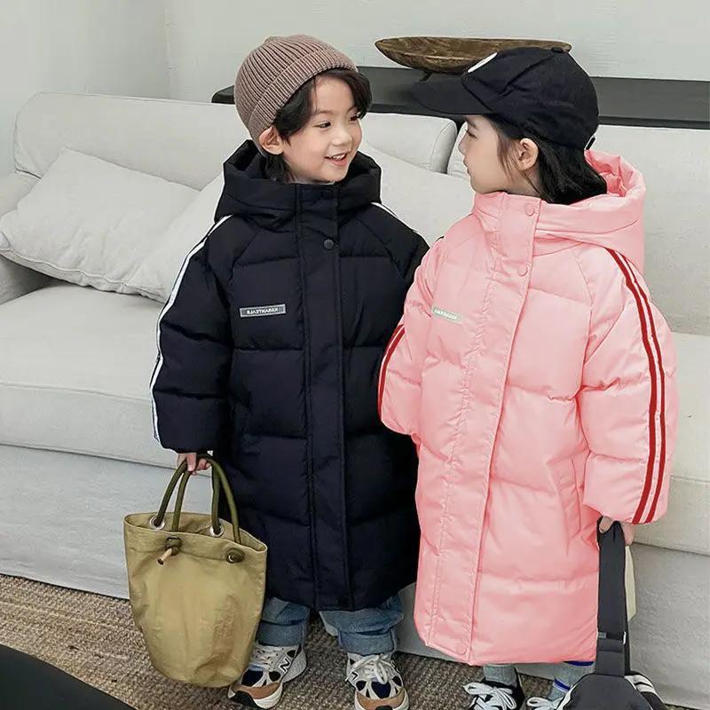 新款2023新款儿童羽绒服男童宝宝小童加厚外套女童中大童长款